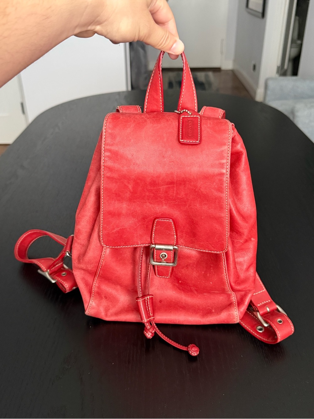 Vintage Coach 9569 Red Leather Mini Backpack